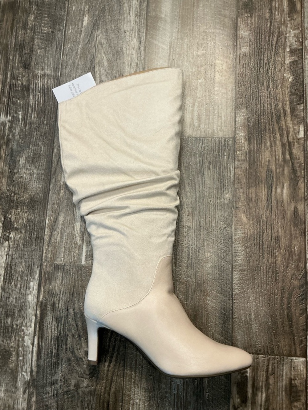 Women's Knee-High Slouch Boot Almond Milk Color Size 8.5 Wide Calf - Picture 12 of 16